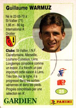 1994 Panini French League #25 Guillaume Warmuz Back