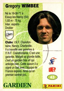 1994 Panini French League #43 Grégory Wimbée Back