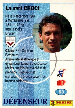 1994 Panini French League #63 Laurent Croci Back