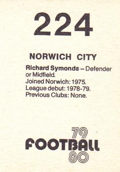 1979-80 Transimage Football Stickers #224 Richard Symonds Back