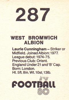 1979-80 Transimage Football Stickers #287 Laurie Cunningham Back