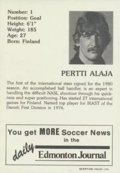 1980 Edmonton Journal Edmonton Drillers #NNO Pertti Alaja Back