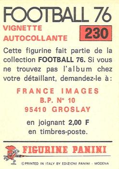 1975-76 Panini Football 76 (France) #230 Dominique Lokoli Back