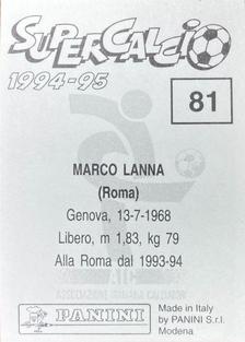 1994-95 Panini Supercalcio Stickers #81 Marco Lanna Back