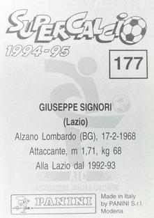 1994-95 Panini Supercalcio Stickers #177 Giuseppe Signori Back