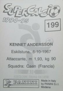 1994-95 Panini Supercalcio Stickers #199 Kennet Andersson Back