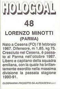 1992 Lolli Hologoal Serie A #48 Lorenzo Minotti Back