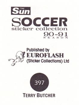 1990-91 The Sun Soccer Stickers #397 Terry Butcher Back