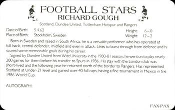 1988 Fax-Pax Football Stars #NNO Richard Gough Back