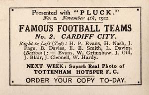 1922-23 Pluck Famous Football Teams #2 Cardiff City Back