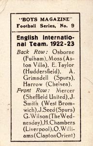 1922 Boys' Magazine Football Series #9 England Back