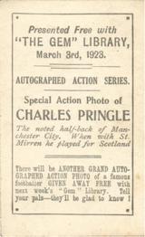 1923 The Gem Library Autographed Action Series #NNO Charles Pringle Back