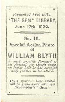 1922 The Gem Library Special Action Photos #10 William Blyth Back