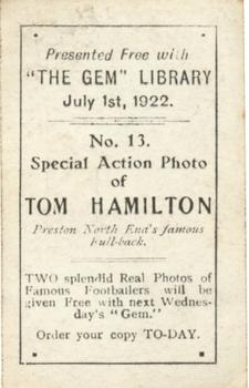 1922 The Gem Library Special Action Photos #13 Tom Hamilton Back