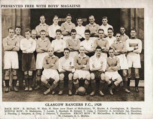 1928 Boys' Magazine Football Teams #NNO Glasgow Rangers Front