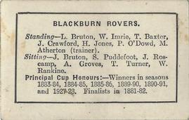 1930 Topical Times Football Teams #NNO Blackburn Rovers Back