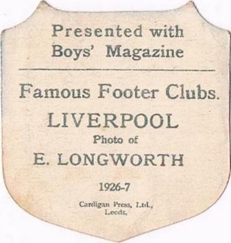1926-27 Boys' Magazine Famous Footer Clubs #NNO Ephraim Longworth Back