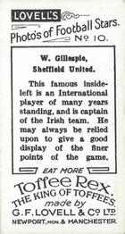 1928 G.F. Lovell & Co. Photo’s of Football Stars #10 Billy Gillespie Back