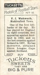 1928 Tucketts Sweets Photo’s of Football Stars #16 Sam Wadsworth Back
