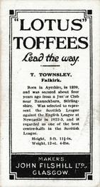 1924 John Filshill Ltd. Footballers #NNO Tom Townsley Back