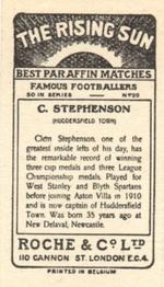 1927 Roche & Co. Ltd The Rising Sun Famous Footballers #20 Clem Stephenson Back