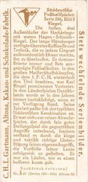 1924 Gartmann Chocolate (Series 586) South German Soccer players #3 Carl Riegel Back