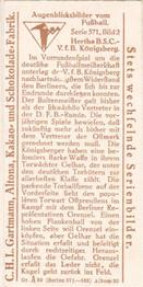 1924 Gartmann Chocolate (Series 571) Snapshots From Football #2 Hertha B.S.C. - V.F.B. Königsberg Back