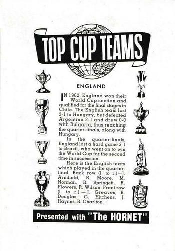 1965-66 D.C. Thomson The Hornet Top Cup Teams #NNO England Back