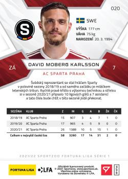 2021-22 SportZoo Fortuna:Liga #020 David Moberg Karlsson Back