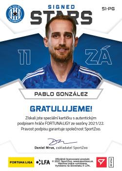 2021-22 SportZoo Fortuna:Liga - Signed Stars Level 1 #S1-PG Pablo Gonzalez Back