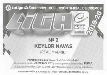 2019-20 Panini LaLiga Santander Este Stickers - Real Madrid #2 Keylor Navas Back