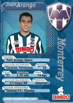 2001 Bimbo Primera Division de Mexico #NNO Juan Arango Back