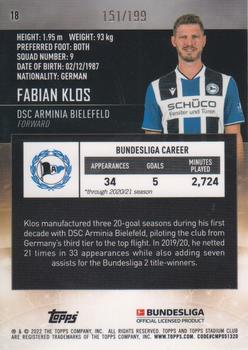 2021-22 Stadium Club Chrome Bundesliga - Aqua Refractor #18 Fabian Klos Back