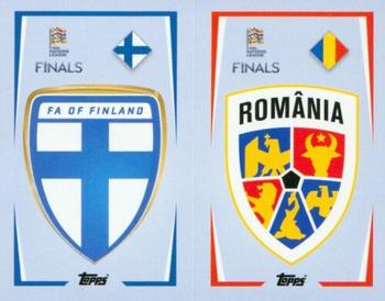 2022-23 Topps Road to UEFA Nations League Finals Sticker Collection #16A / 16B Finland Badge / Romania Badge Front