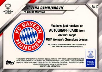 2021-22 Topps Chrome UEFA Women's Champions League - Chrome Autographs #BA-JD Jovana Damnjanović Back