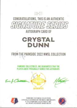 2022 Parkside NWSL - Signature Series Autographs #SS-CD Crystal Dunn Back