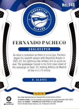 2021-22 Panini Chronicles - Certified La Liga Purple Astro #148 Fernando Pacheco Back