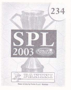 2002-03 Panini Scottish Premier League #234 Nick Colgan Back