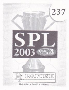 2002-03 Panini Scottish Premier League #237 Frederic Arpinon Back