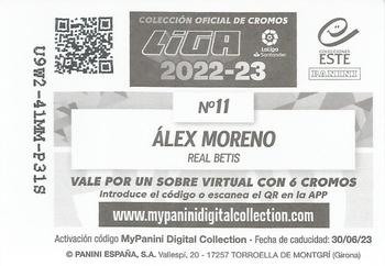2022-23 Panini LaLiga Santander Este Stickers #11 Álex Moreno Back