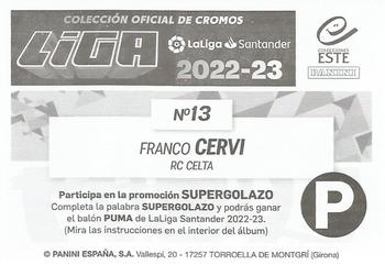 2022-23 Panini LaLiga Santander Este Stickers #13 Franco Cervi Back