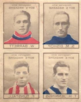 1927-28 Boys' Magazine Transfers of Footballers #NNO Sid Bishop / Billy Barratt / Tom Jennings / Fred Tunstall Front