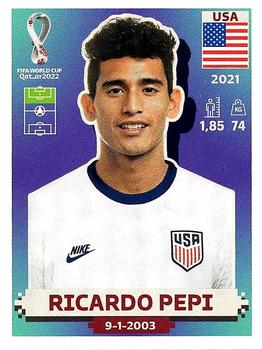 2022 Panini FIFA World Cup: Qatar 2022 Stickers (Blue Fronts w/ White Border) #USA17 Ricardo Pepi Front