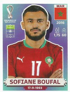 2022 Panini FIFA World Cup: Qatar 2022 Stickers (Blue Fronts w/ White Border) #MAR15 Sofiane Boufal Front