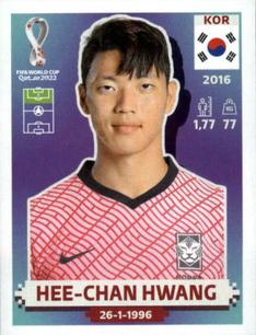 2022 Panini FIFA World Cup: Qatar 2022 Stickers (Blue Fronts w/ White Border) #KOR16 Hee-chan Hwang Front