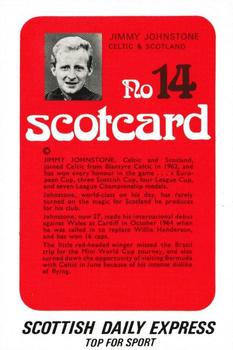 1972 Scottish Daily Express Scotcards Scottish Footballers #14 Jimmy Johnstone Back