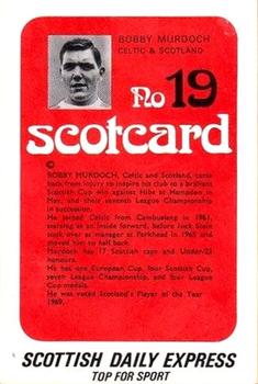 1972 Scottish Daily Express Scotcards Scottish Footballers #19 Bobby Murdoch Back