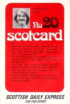 1972 Scottish Daily Express Scotcards Scottish Footballers #20 Iain Phillip Back