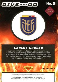 2021-22 Panini Mosaic Road to FIFA World Cup - Give and Go Mosaic Orange Fluorescent #5 Carlos Gruezo Back