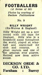 1960 Dickson Orde & Co. Ltd. Footballers #9 Billy Wright Back